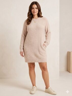 Lou & Grey Soft Fuzzy Pullover Sweater - Light Blush Pink XL